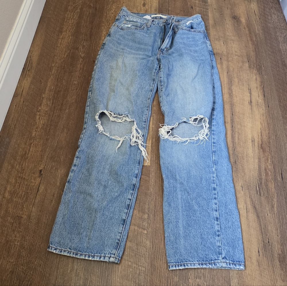 Levi's Distressed Light Blue Straight Leg Jeans